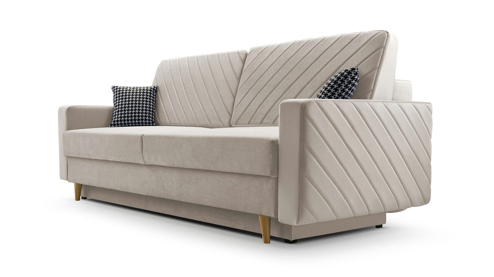 MOEBLO Schlafsofa CALIFORNIA, Sofa aus Samtstoff Couch für Wohnzimmer Sofagarnitur Polstersofa Wohnlandschaft Velours 230x96x97cm, mit Bettkasten und Schlaffunktion