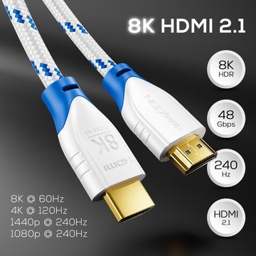 deleyCON deleyCON 1m 8K UHD-2 HDMI 2.1 Nylon Kabel 8K@60Hz 4K@120Hz DTS HDR HDMI-Kabel