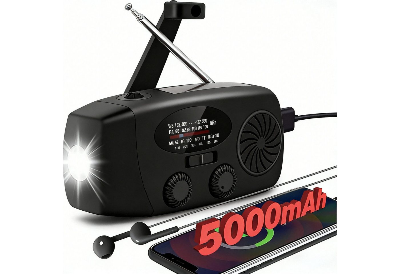 Fyrove Notfallradio, Solar Radio, Tragbares Radio, AM/FM/NOAA Kurbelradio Notfallradio (Led Taschenlampe, SOS-Alarm, handy ladefunktion, für Camping, Ourdoor)