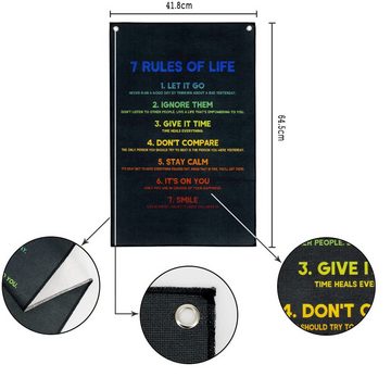 GalaxyCat Poster Motivationssprüche Stoff Poster, 7 Rules of Life Rollbild, 42x63cm, 7 Rules of Life, Motivationssprüche Rollbild / Wallscroll