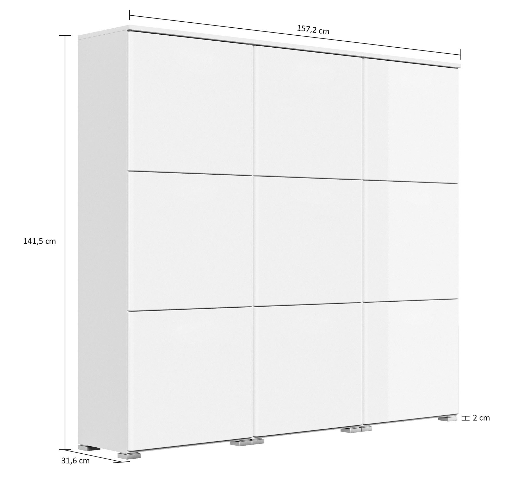 Magnolia Home Schuhschrank Schuhschrank XL Emotion 9 Klappen 36 Paar 157x141 cm Weiss-Brombeer