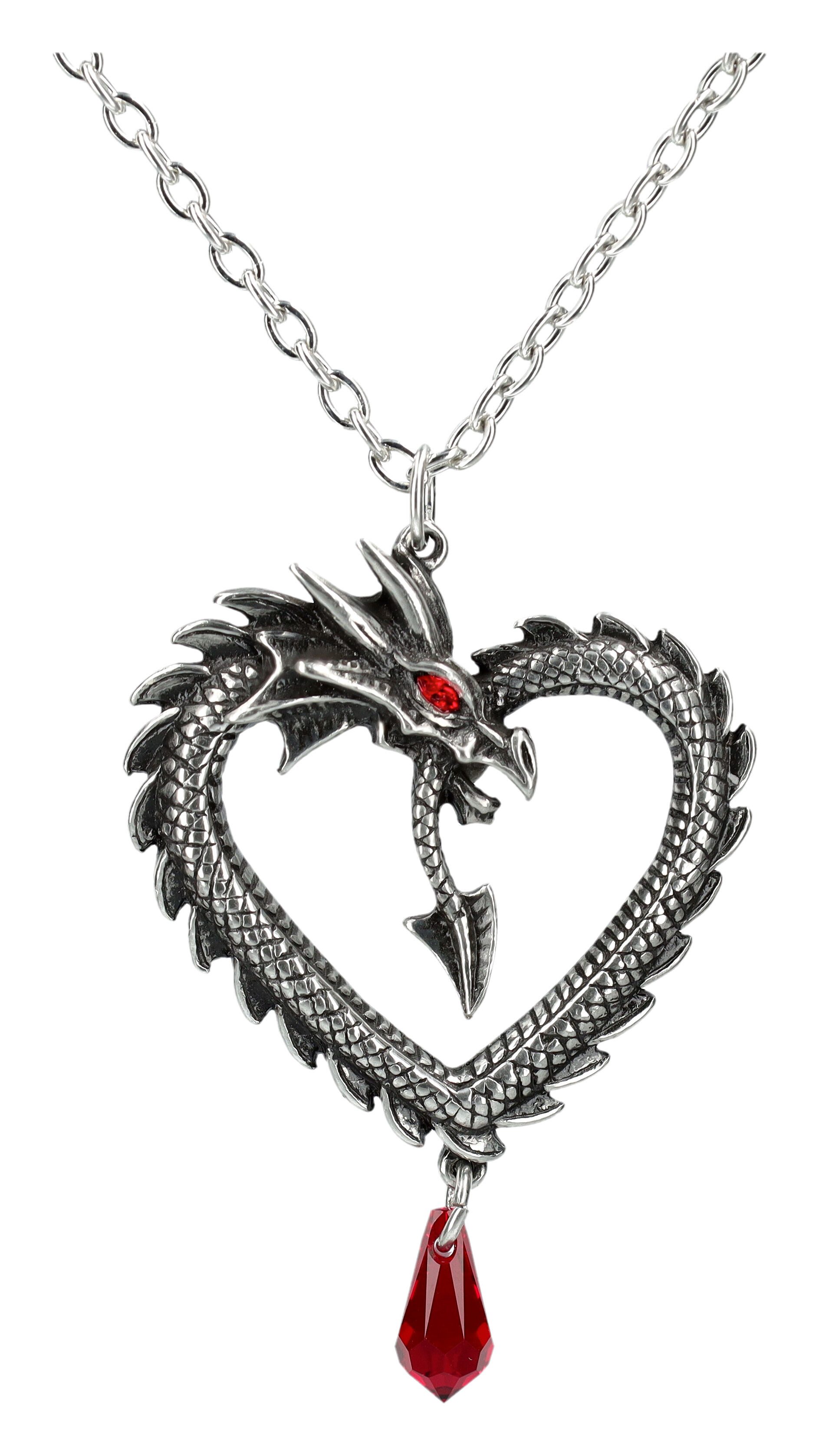 Figuren Shop GmbH Kette mit Anhänger Magische Drachen Kette – Gothic Schmuck Herzanhänger Alchemy England