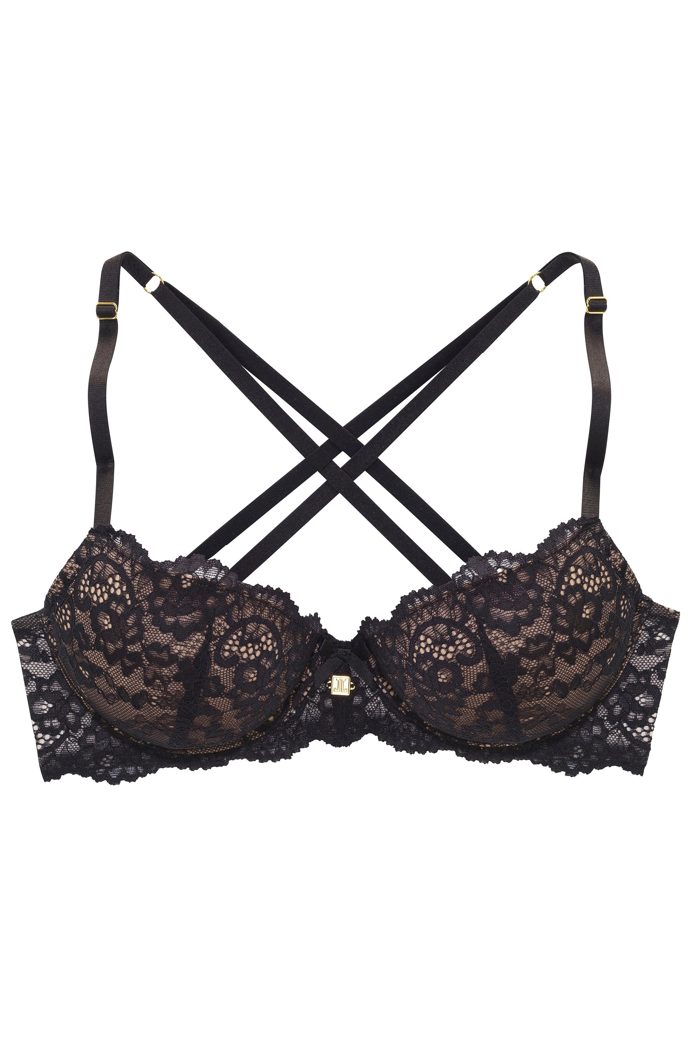 JETTE Push-up-BH mit raffinierten Trägern in Bänder-Optik, sexy Dessous