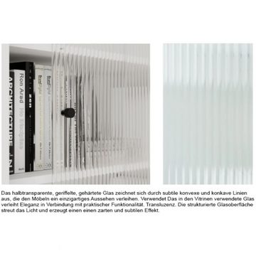 Beautysofa Wandregal modernes geschlossenes Wandregal mit geriffelten Glastüren ARROCCO, B:81/H:22,5/T:30CM, Farbe: weiß, beige, schwarz, pastellgrün