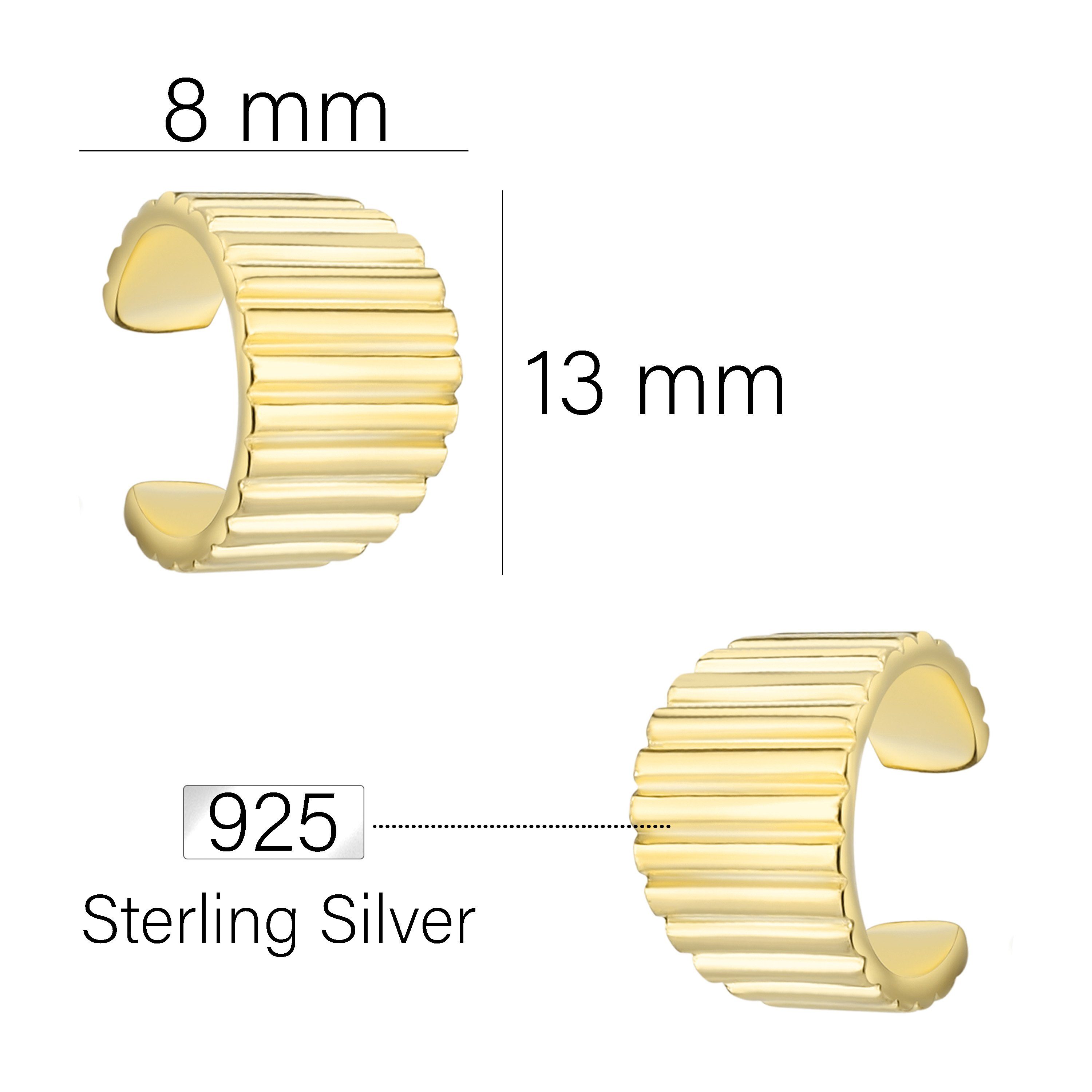 Silber Ohrstecker Schmuck gold Damen Geriffelt, Milani Sofia 925 Paar