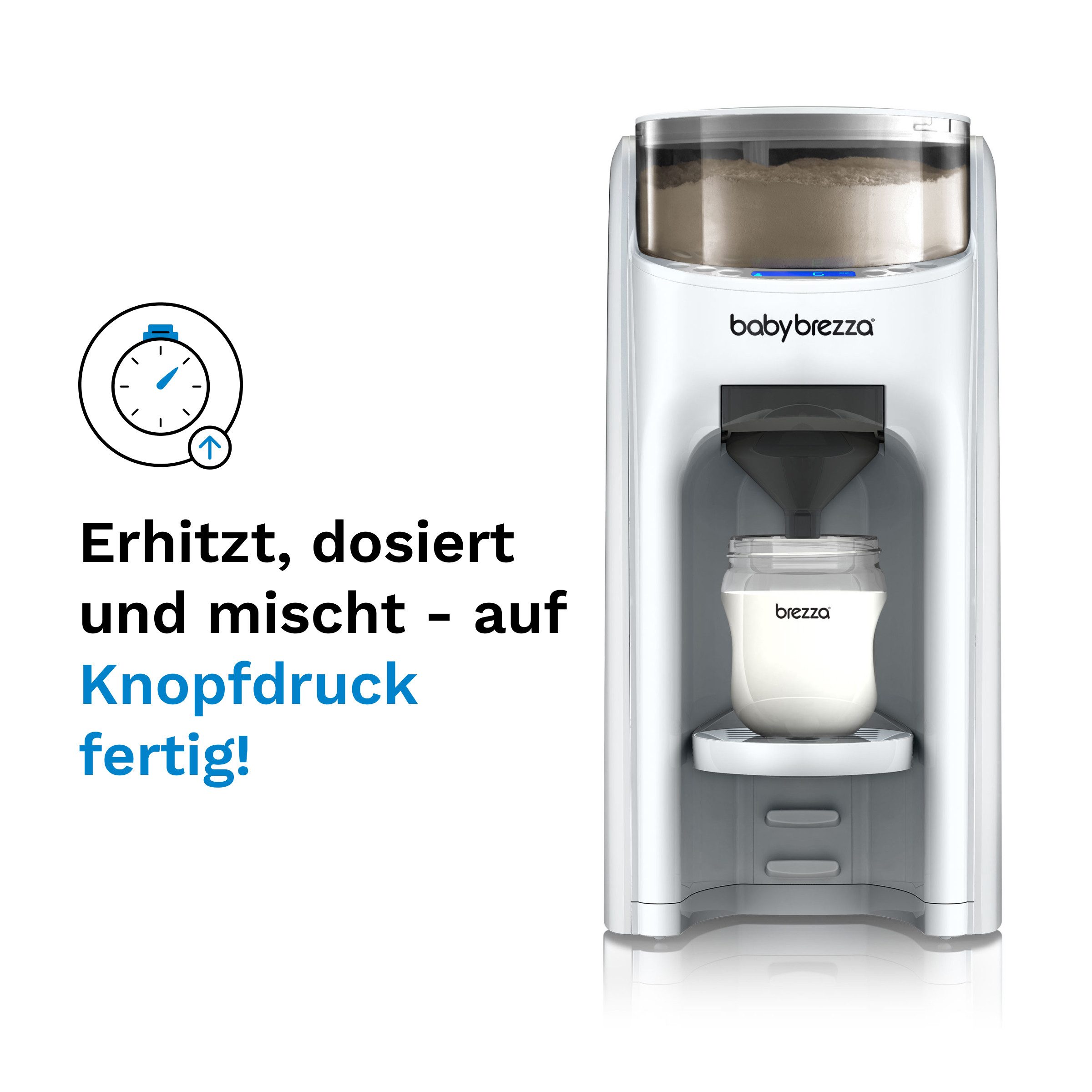 Baby Brezza Babyflaschenwärmer Automatischer Flaschenzubereiter mit Pulvermischung und Temperaturwahl, Zubereitung in Sekunden – ideal auch für nachts