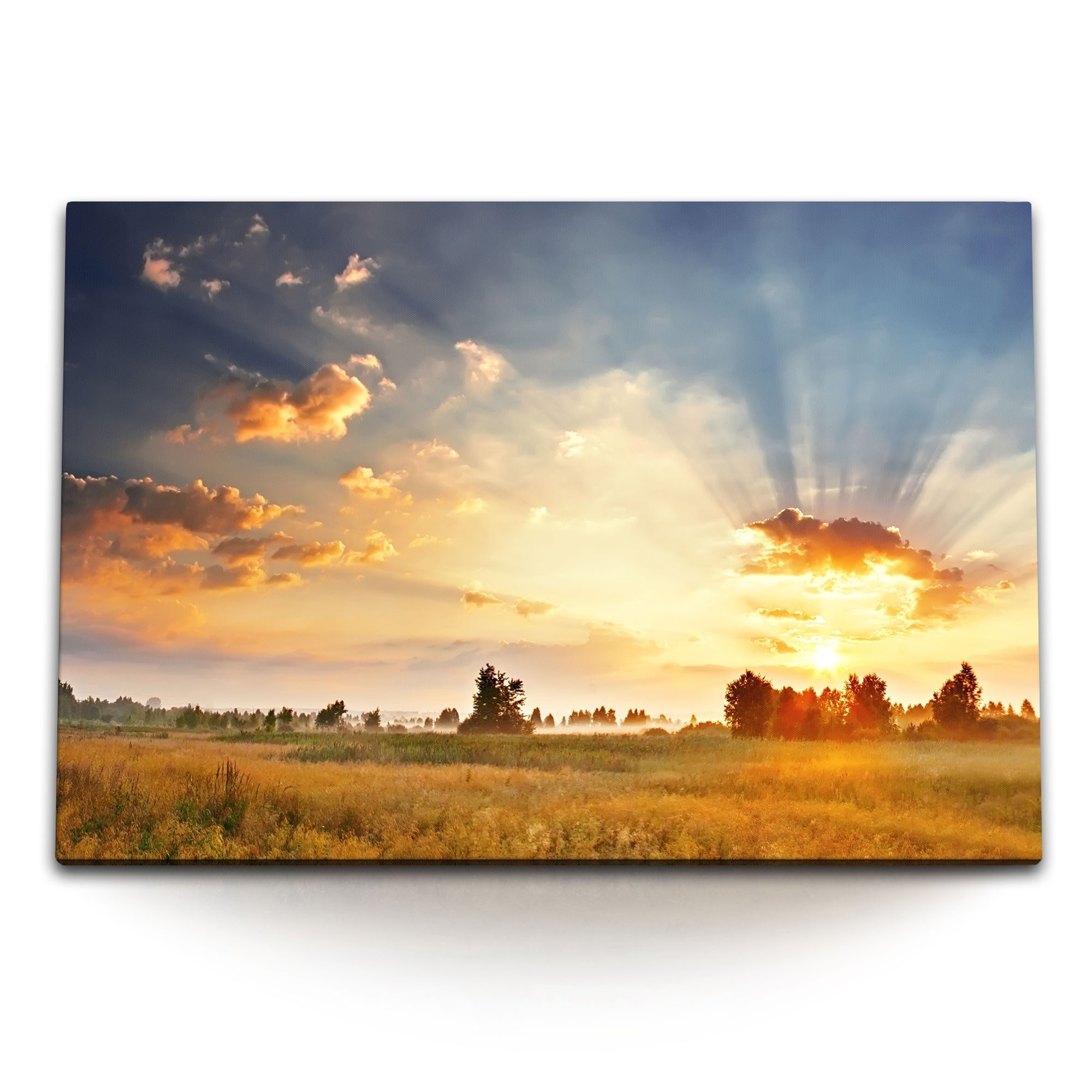 Leinwandbild 120x80cm Wandbild auf Leinwand Landschaftsbild Natur Sonnenuntergang A