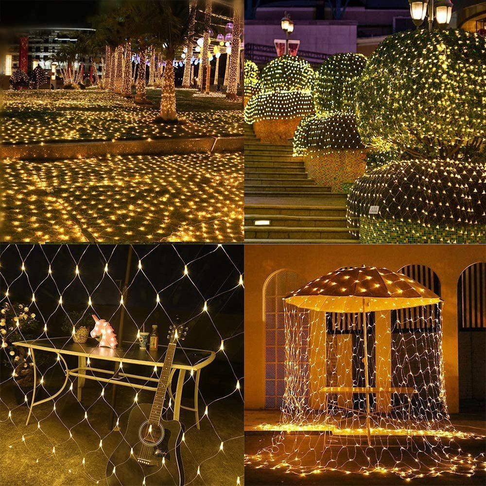 Beleuchtungsmodi, 8 Hochzeit Lichternetz, wasserdicht, Weihnachten Rosnek Party Warmweiß Urlaub, LED 1.5x1.5M/2x2M/3x2M/6x4M LED-Lichternetz für