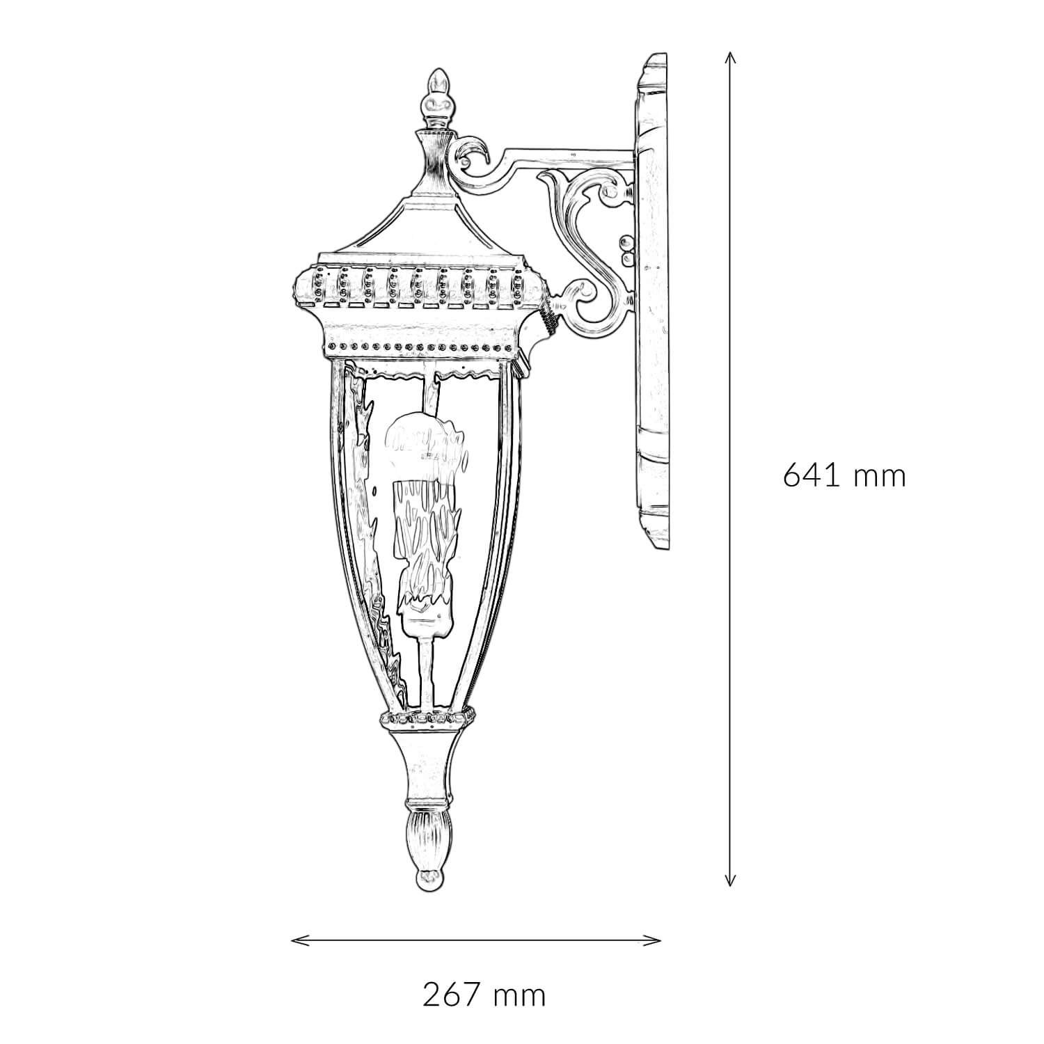 Hof Leuchtmittel, Haus in E14 Vintage Licht-Erlebnisse LUCRETIA, Glas Außen-Wandleuchte ohne Bronze IP44 Außenwandleuchte Metall