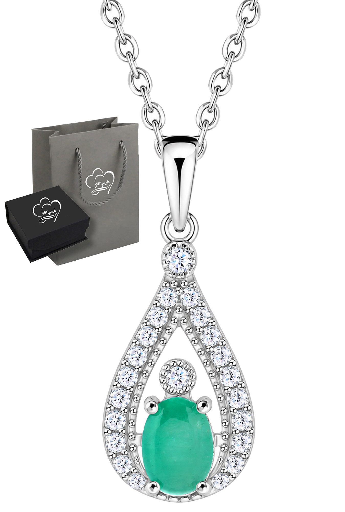 Kette mit Anhänger natürlicher Edelstein Schmuck Damen 925 Silber Halskette Geschenk Frau