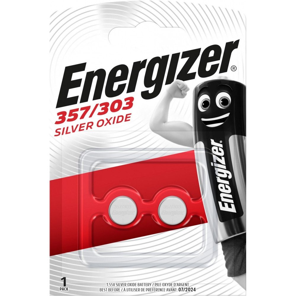 Energizer energizer 357/303 knopfzelle 2er blister Batterie Knopfzelle, (1.55V V), Silberoxid-Technologie