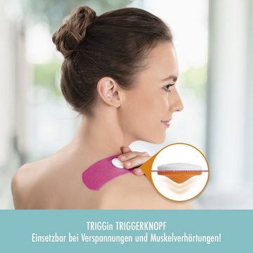 TRIGGin Akupressur-System-Bandage TRIGGid 3x Triggerknopf orange mit 3x pinkem Tape (6-tlg), Kinesiologie Physio Sport Tape Muskelverhärtung Verspannungen