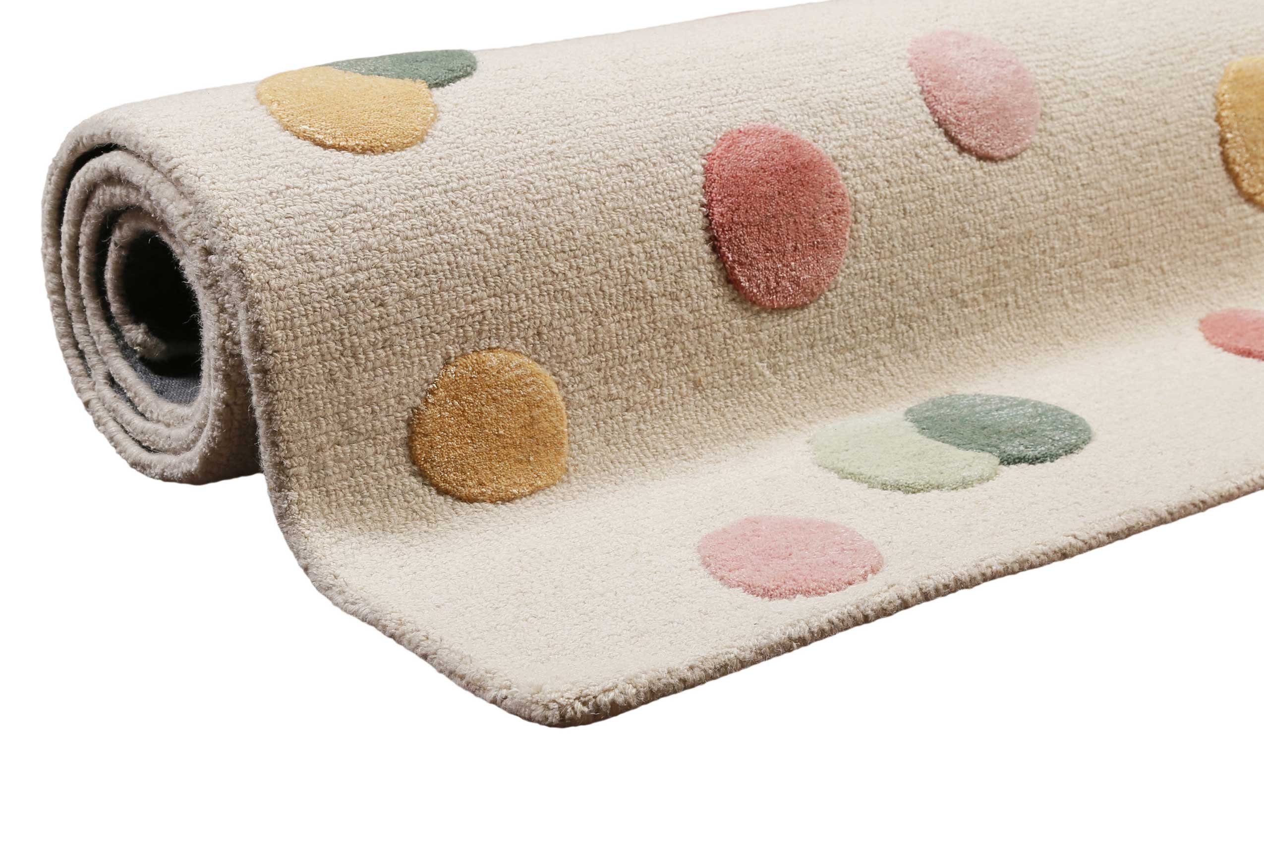 SMART KIDS Kinderteppich Dana, rechteckig, Höhe: 1,2 mm, modern und natürlich, bunte Polkadots, mit Struktur, Kinderzimmer