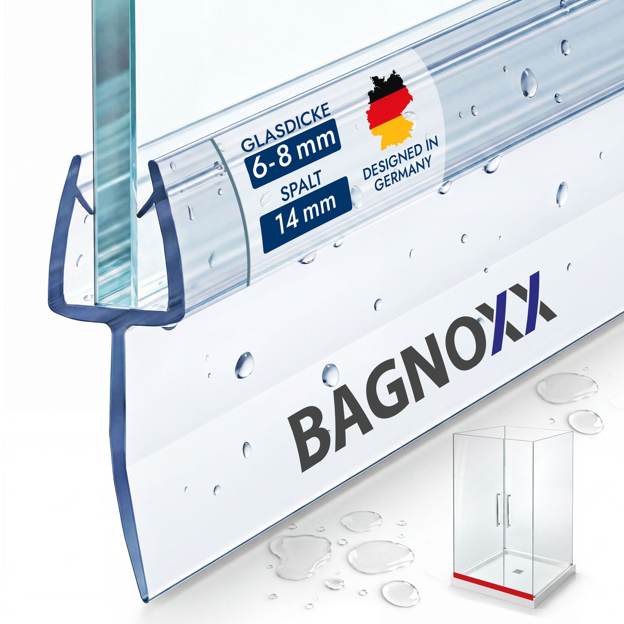 Bagnoxx Duschdichtung, L: 100 cm, (Duschdichtung Schleiflippendichtung 100cm, 1-St), Wasserabweisprofil für Türdichtung unten, Duschlippe aus PVC