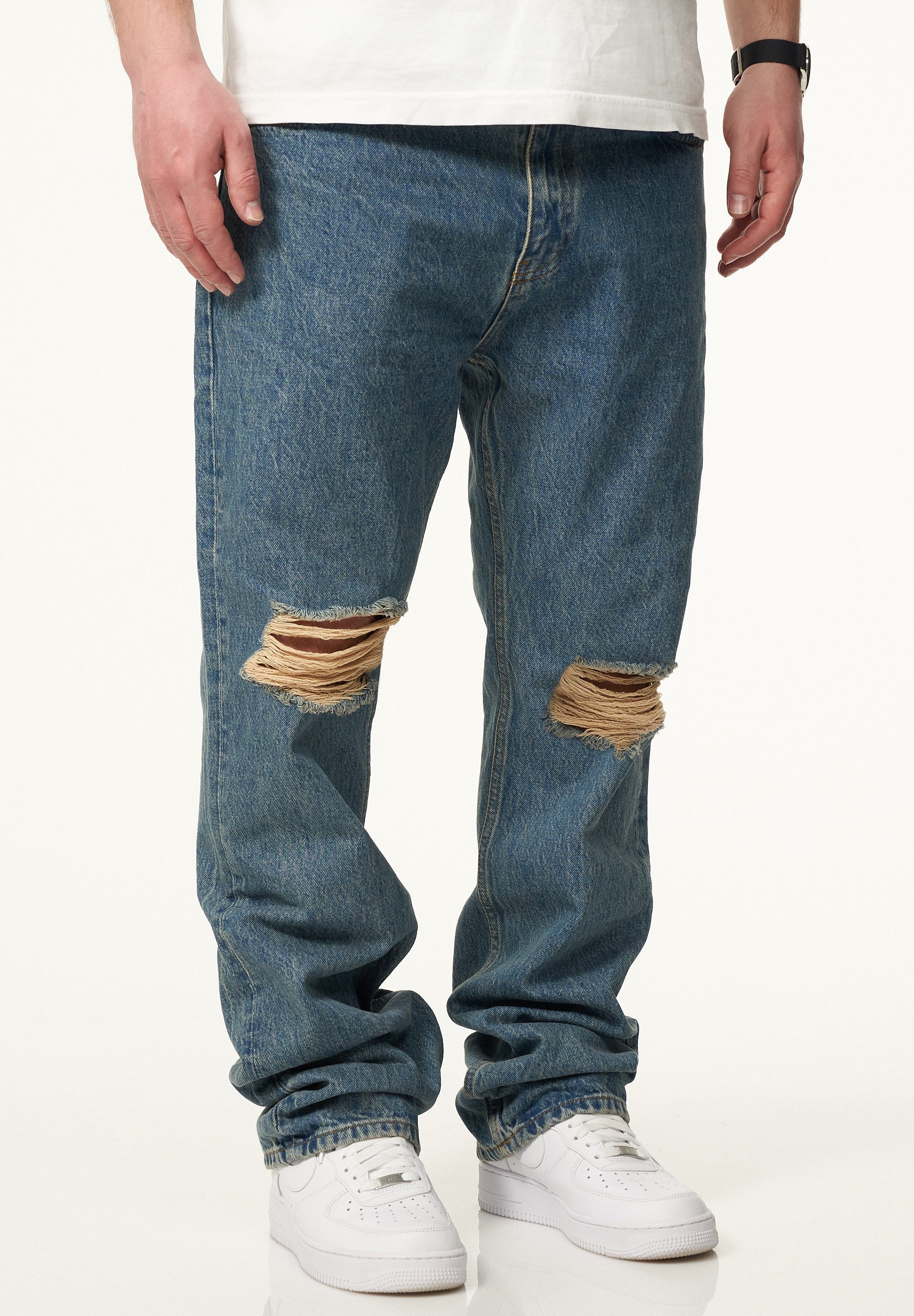 DAILY COTTON Straight-Jeans DCPARADERA Herren Lange Hose Jeans Ripped Straight-Fit