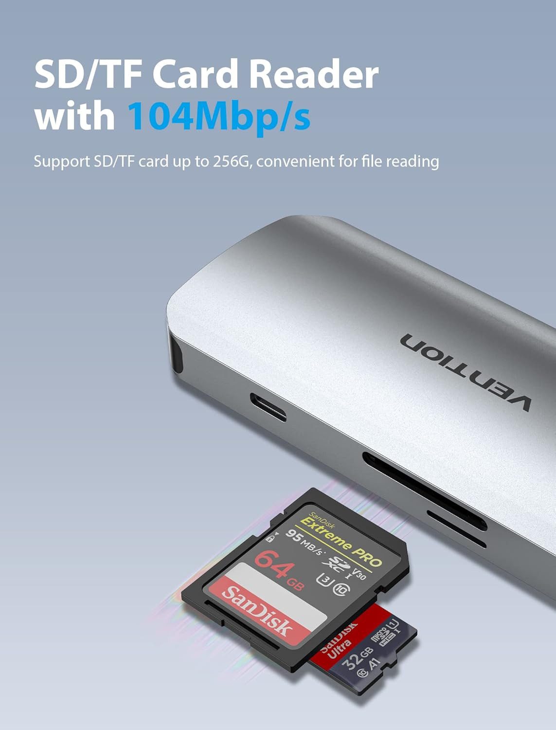 VENTION USB-C-Hub, Multiport-Adapter, Dock, 7-in-1 100W USB-Adapter