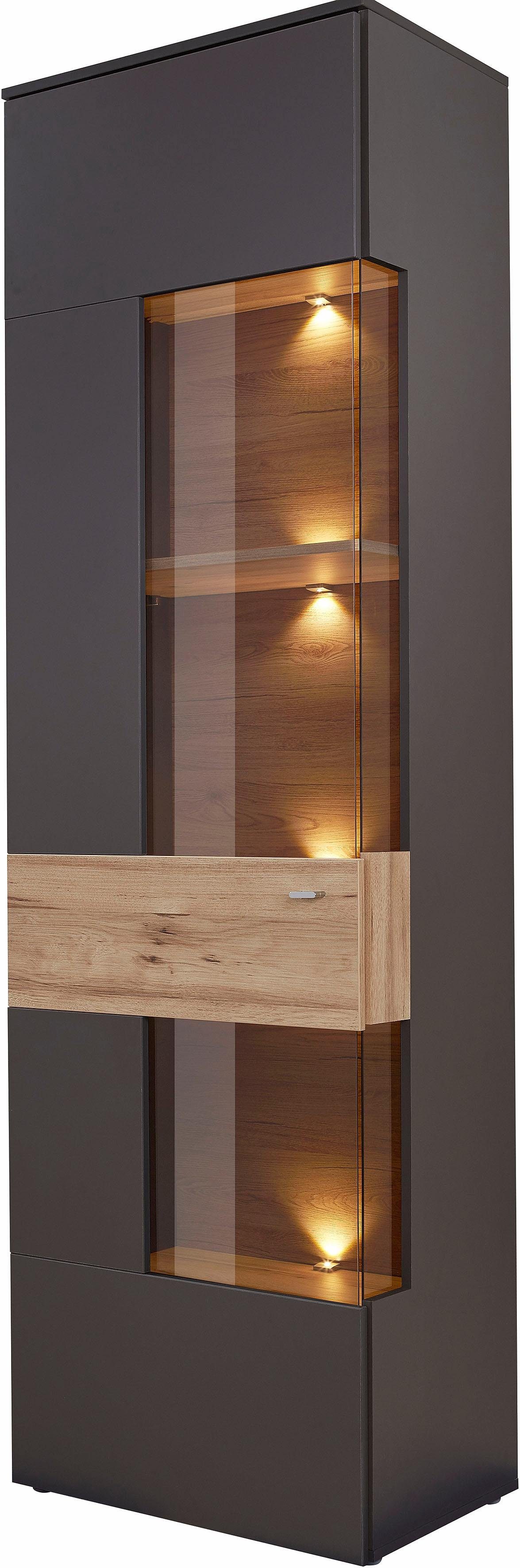 FORTE Vitrine Como Vitrine, Glastüre, LED Beleuchtung, Soft Close Linksanschlag