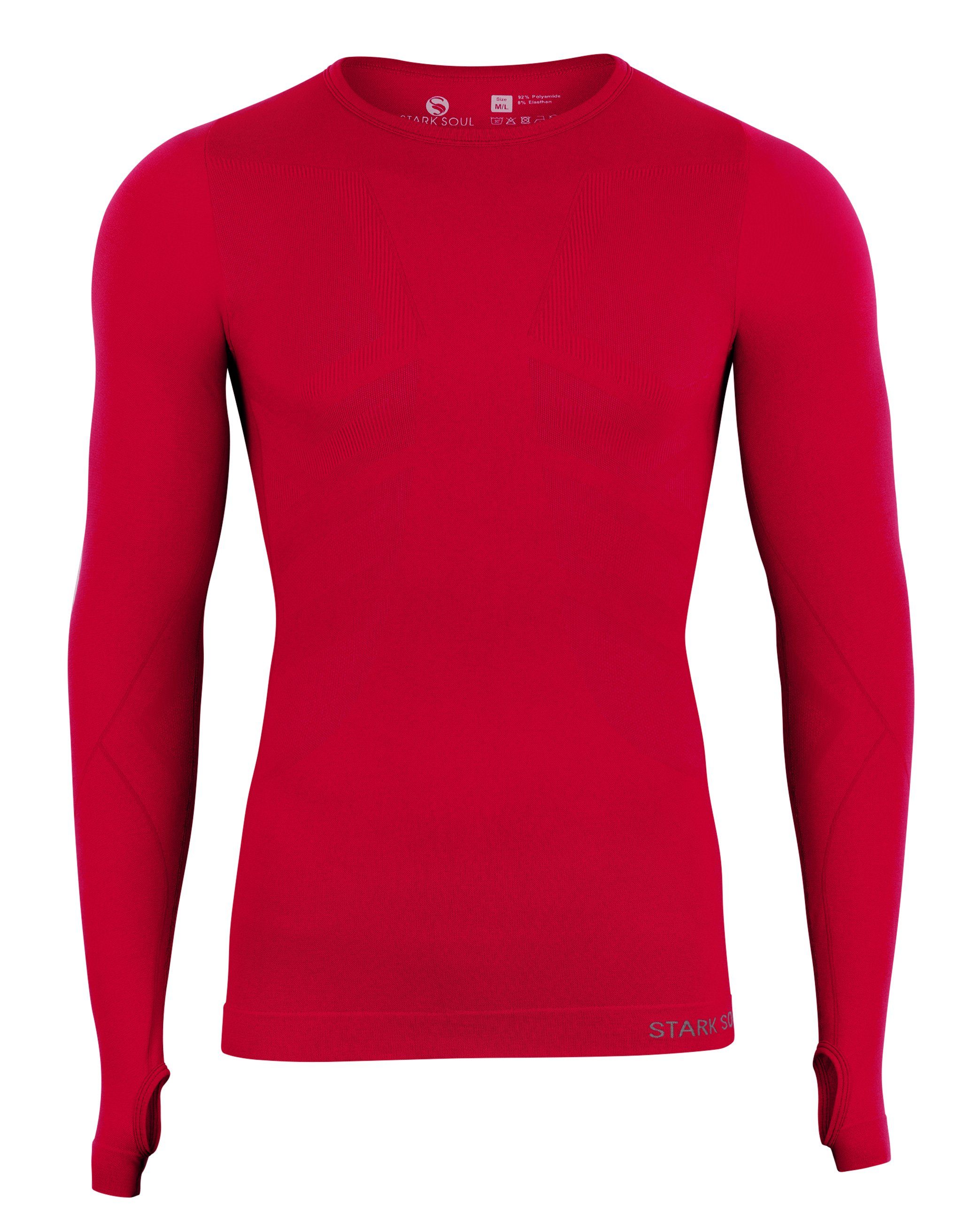 Baselayer Daumenlöchern WARM Soul® Unterzieh-Shirts, Stark Longsleeve Unterziehshirt Langarm, Seamless - - mit UP Rot