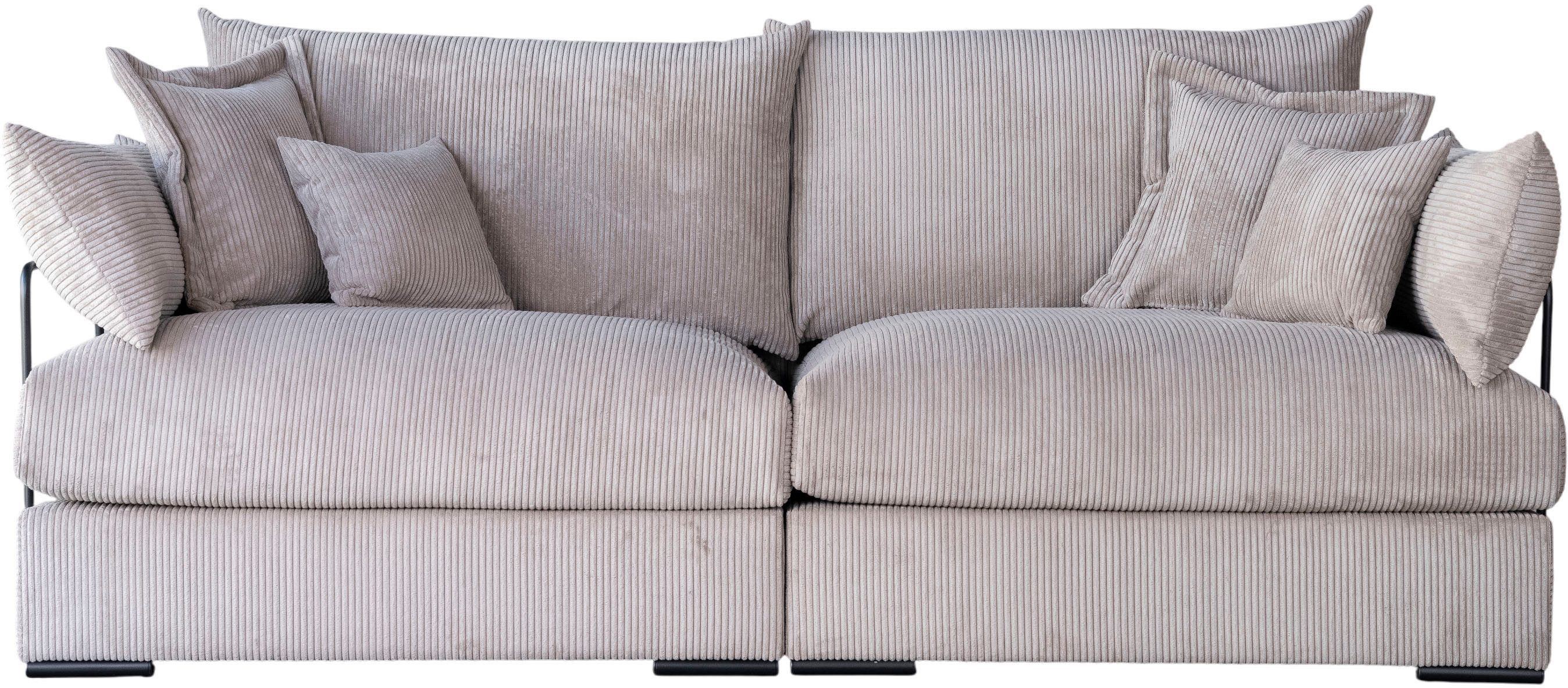 Home affaire Big-Sofa Casa XL, B: 190 cm, 4 Zierkissen, Mega-Sofa, in Cord oder Chenille-Struktur, Federkern