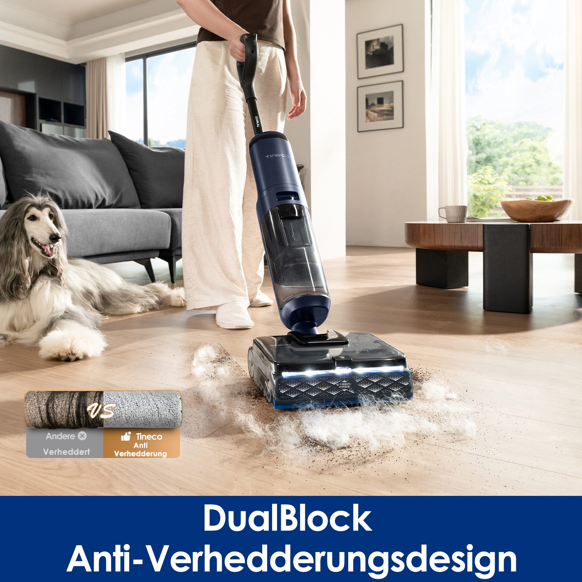 Tineco Nass-Trocken-Sauger FLOOR ONE S7 Max Pro mit Hochdruck-Wasserstrahl, 220 W, beutellos, intuitiver Selbstantrieb, Trocknung bei 85 °C