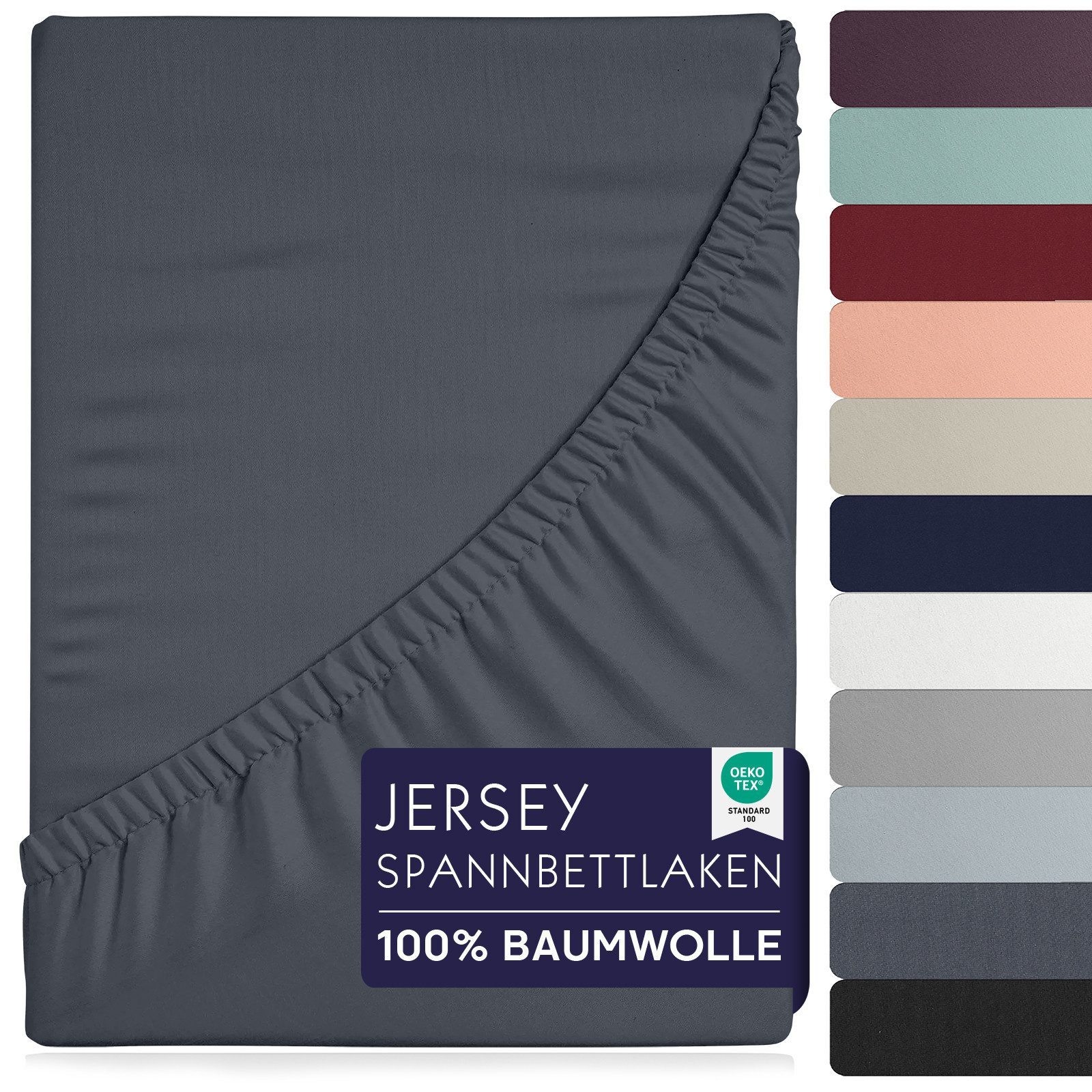 BRB HOME Spannbettlaken Spannbettlaken Jersey Baumwolle für Topper Boxspringbett bis 27 cm, Baumwolle, Gummizug: Rundum, (1 Stück), Matratzen bis 27 cm Höhe, OEKO TEX Standard 100, Jersey Spannbetttuch