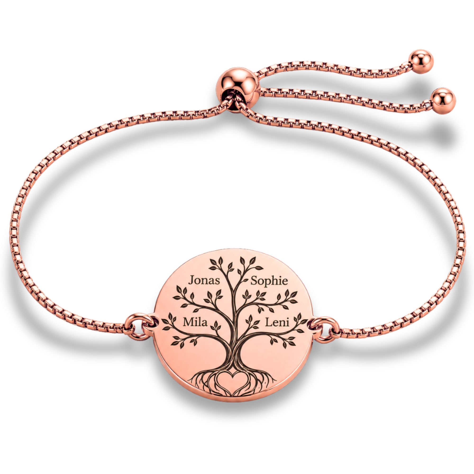BS Schmuckdesign Armband mit Gravur Personalisiertes Familienarmband mit Lebensbaum Gravur Namen für Damen (1-tlg., personalisiert)