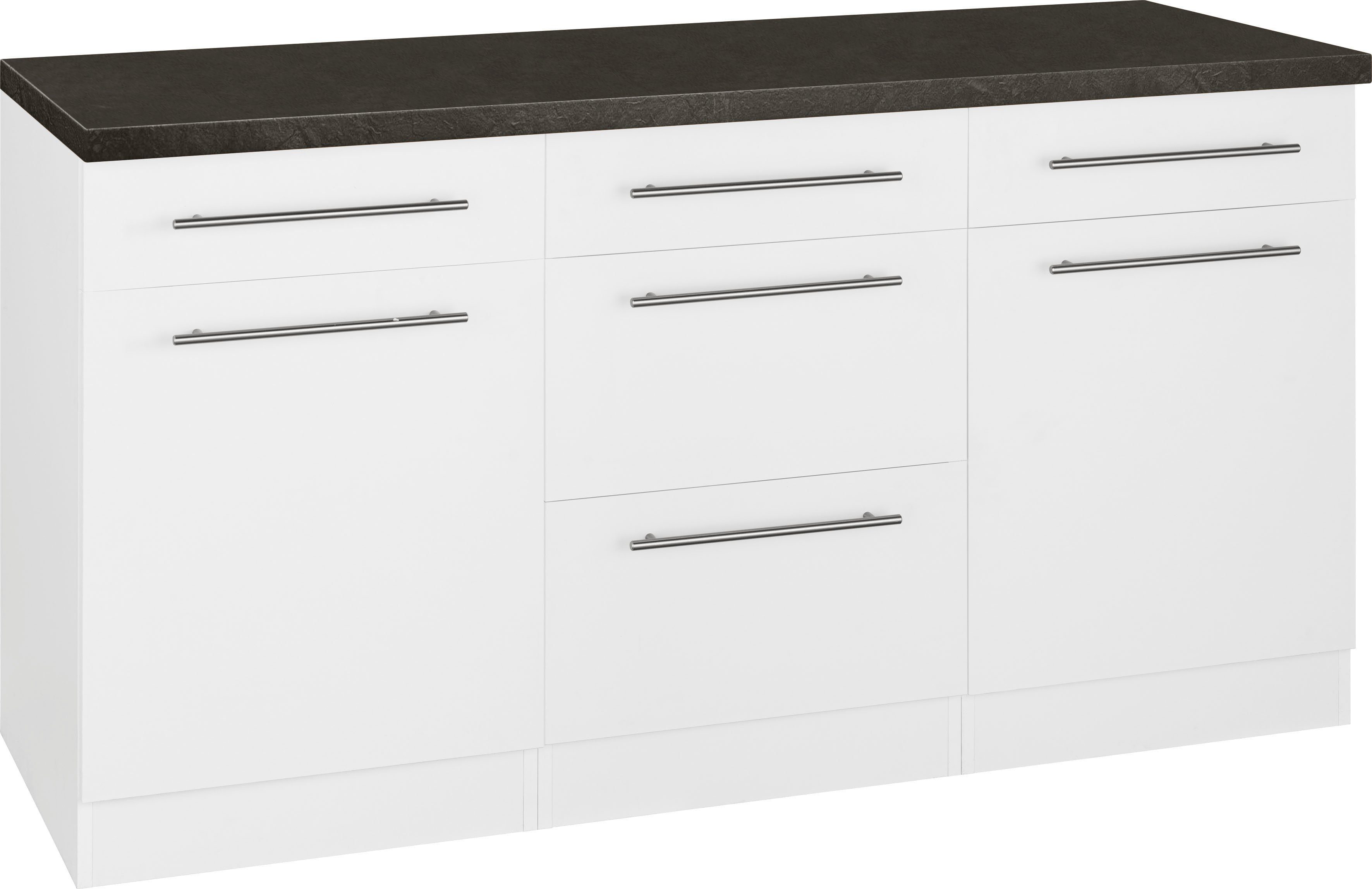 wiho Küchen Unterschrank Unna 150 cm breit, Mit 38 mm starker Arbeitsplatte | Sockelblenden