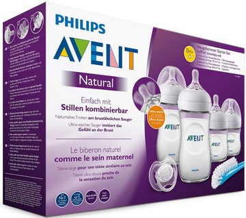 Philips AVENT Babyflasche Starterset für Neugeborene SCD301/01, 4 Flaschen, Schnuller und Bürste