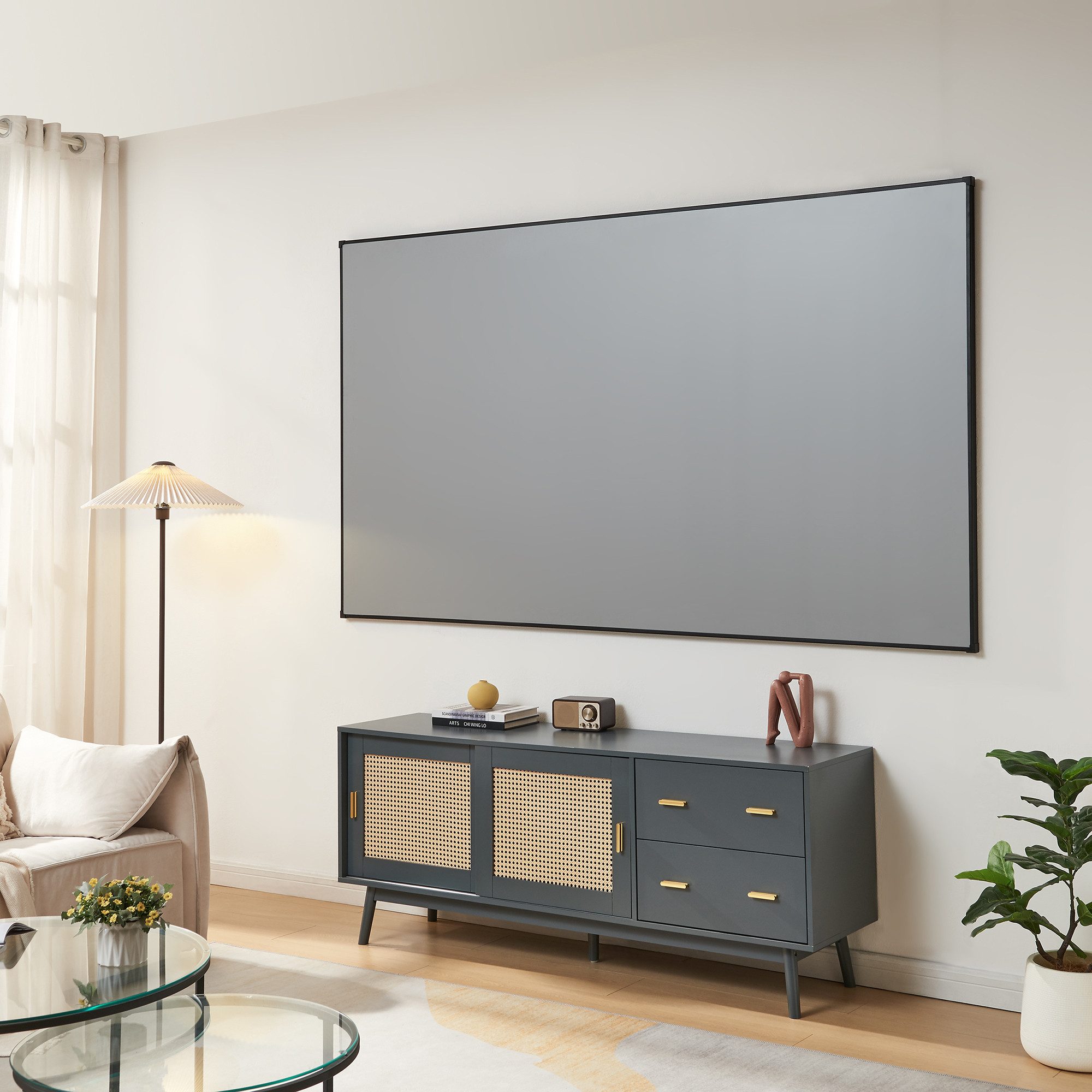 en.casa Rahmenleinwand (»Väkhoga« 16:9 Full HD, 4K, 8K, HDR 100 Zoll 221x125cm wandhängend)