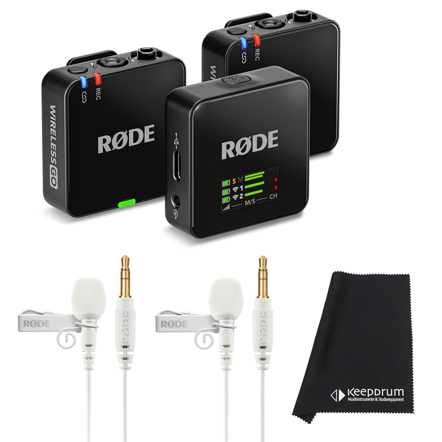 Rode Mikrofon-Funksystem Wireless GO Gen 3 mit 2x Lavalier GO WH Digitales Aufnahmegerät