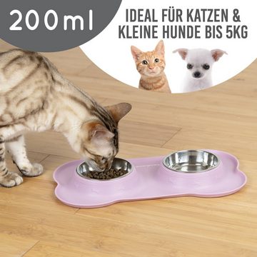 KaraLuna Futternapf »Silikon Napfunterlage mit Edelstahl Näpfen I Hundenapf Katzennapf«, Edelstahl
