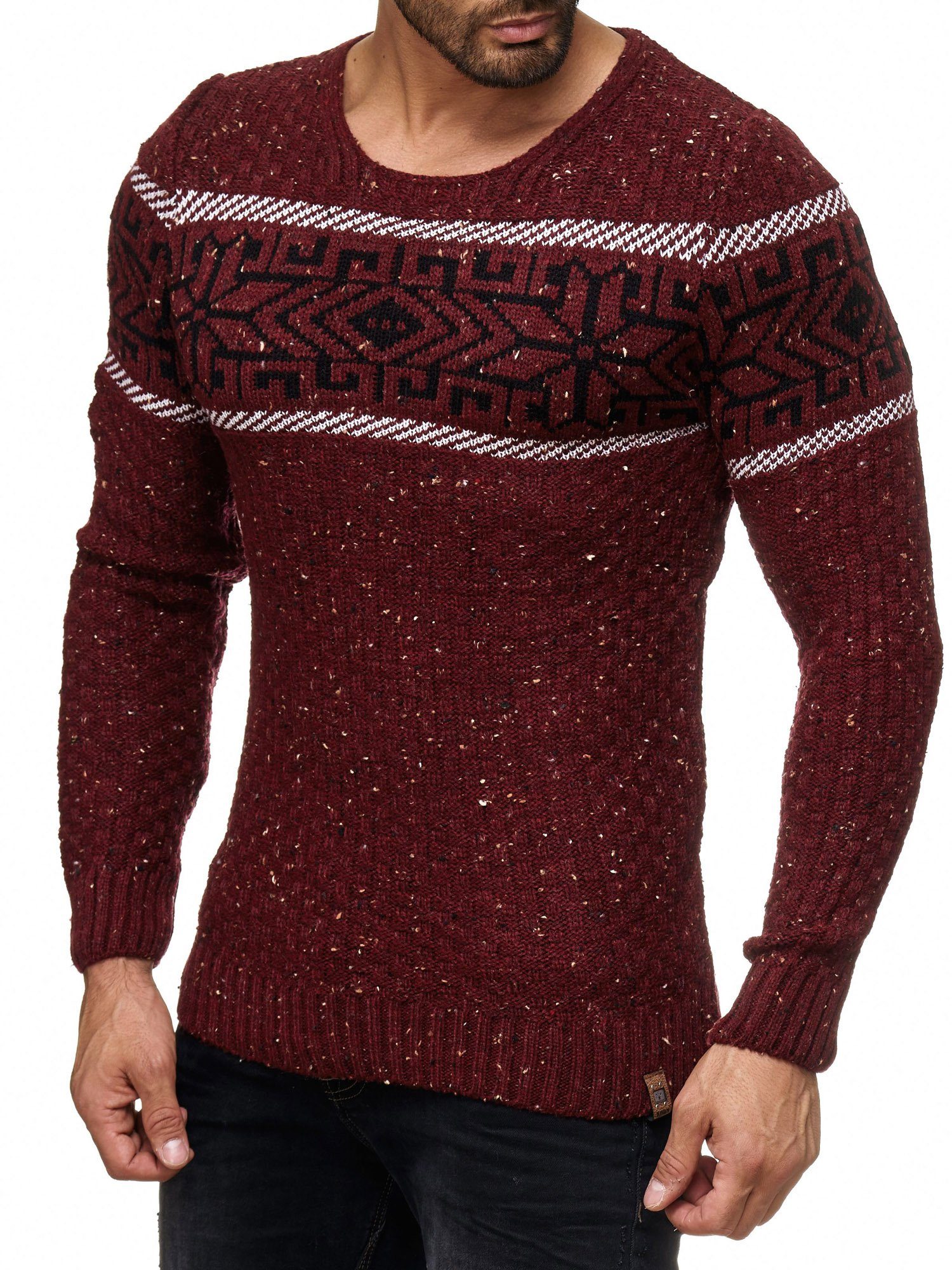 Reslad Strickpullover Herren Strickpullover Rundhals Norwegerpullover günstig online kaufen