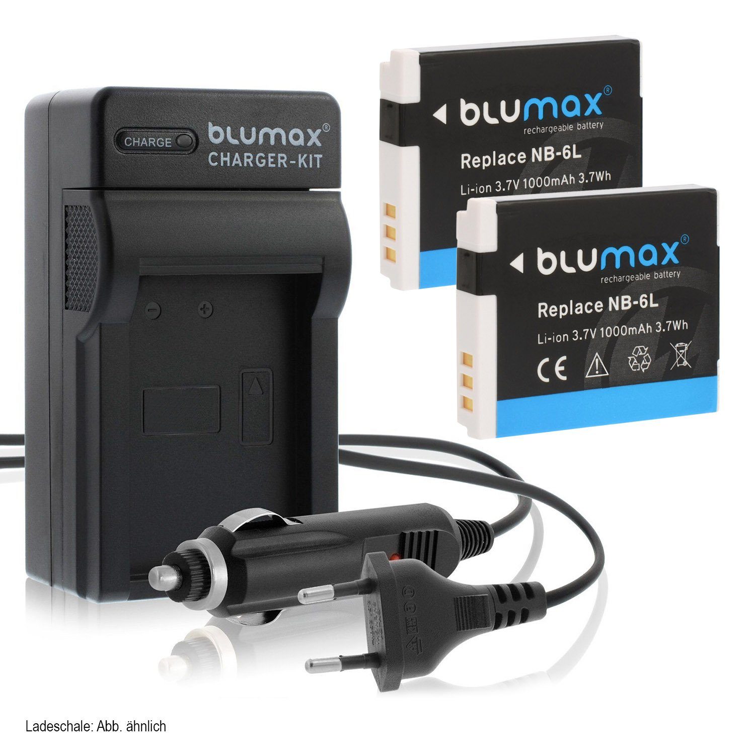 Blumax Set mit Lader HS, 1000mAh für SX270 NB-6L Canon SX280 Kamera-Akku