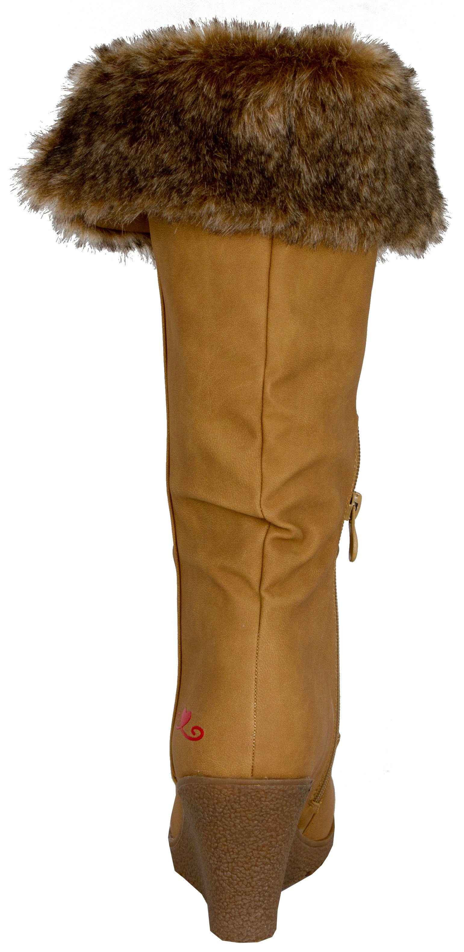 LOVENESS Winterstiefel L85 Damenwinterstiefel Fellstiefel Damen Stiefel Winterstiefel Wundrschönes Kunstfell Warm gefüttert