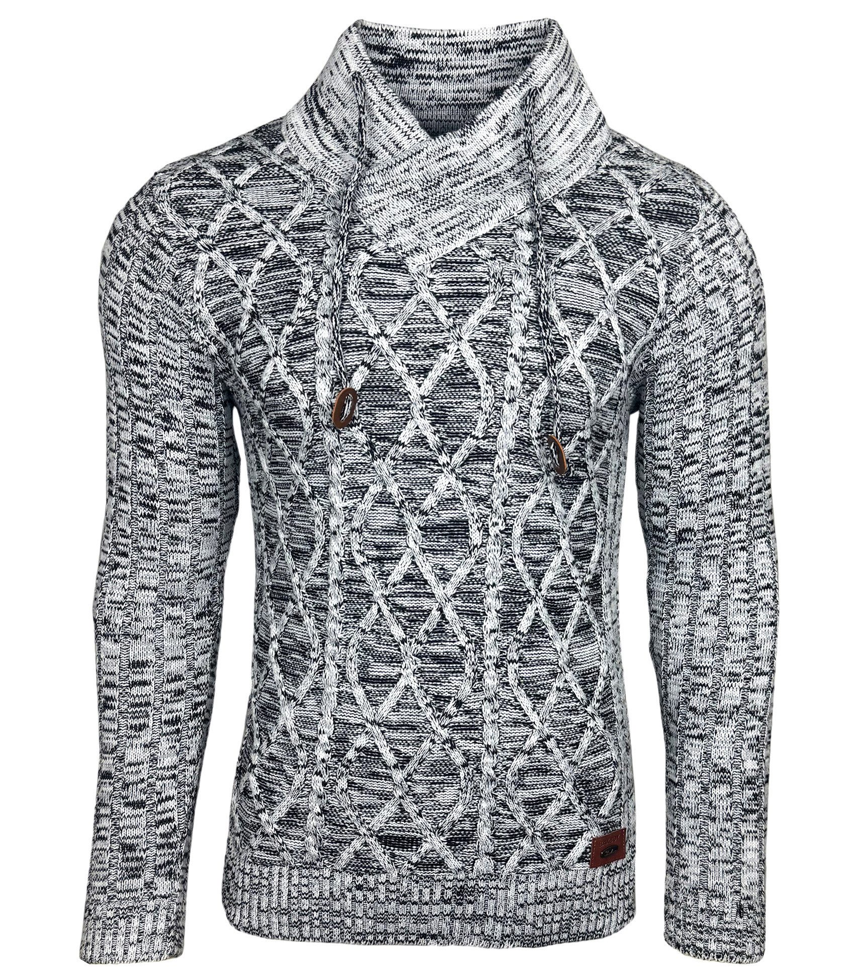 Strickpullover Baxboy Herren Meliert Pullover Stehkragen Winter-Freizeit Pulli B-292