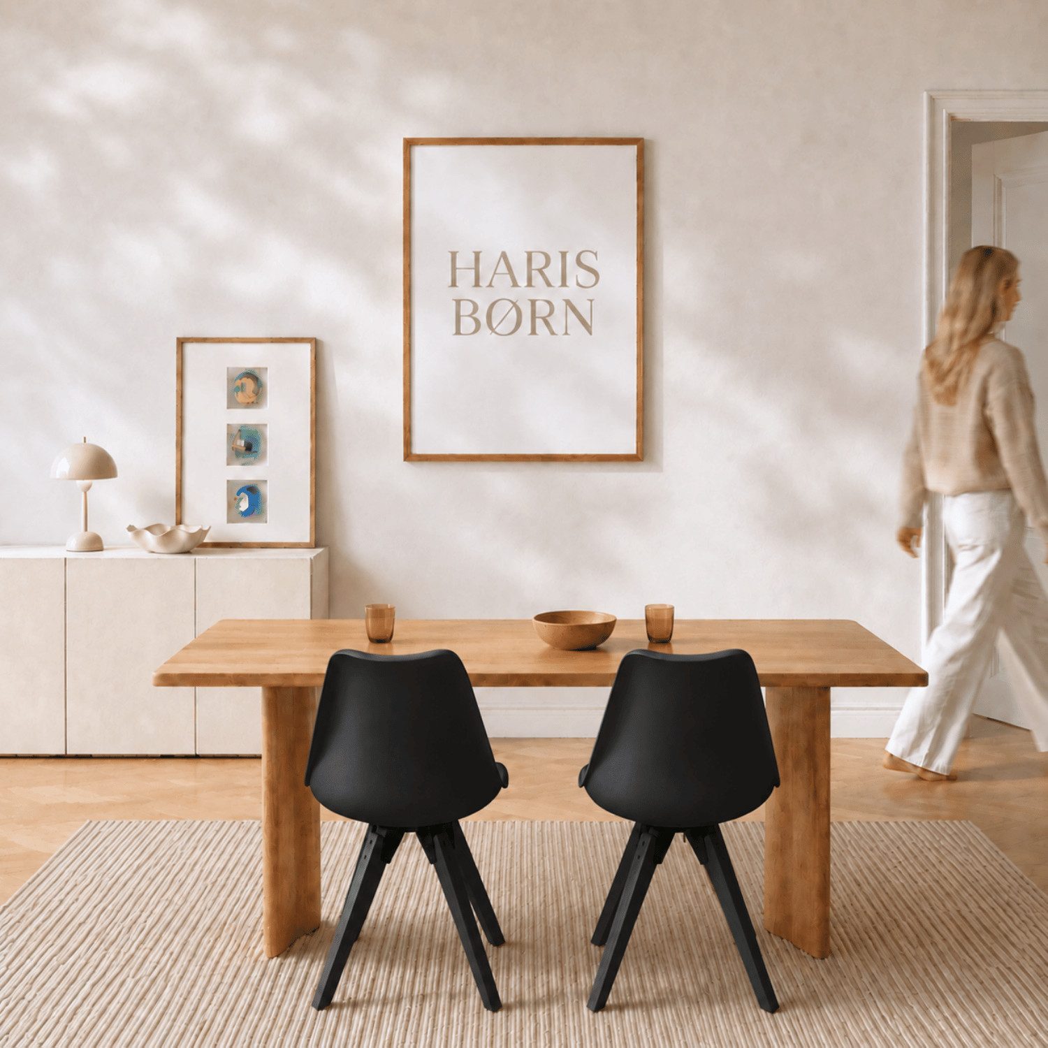 Haris Børn Esszimmerstuhl Skandinavischer Schalenstuhl - Retro Stuhl (Set, 2 St), Schwarz/schwarz - Kunststoffschalenstuhl - Moderne Esszimmerstühle