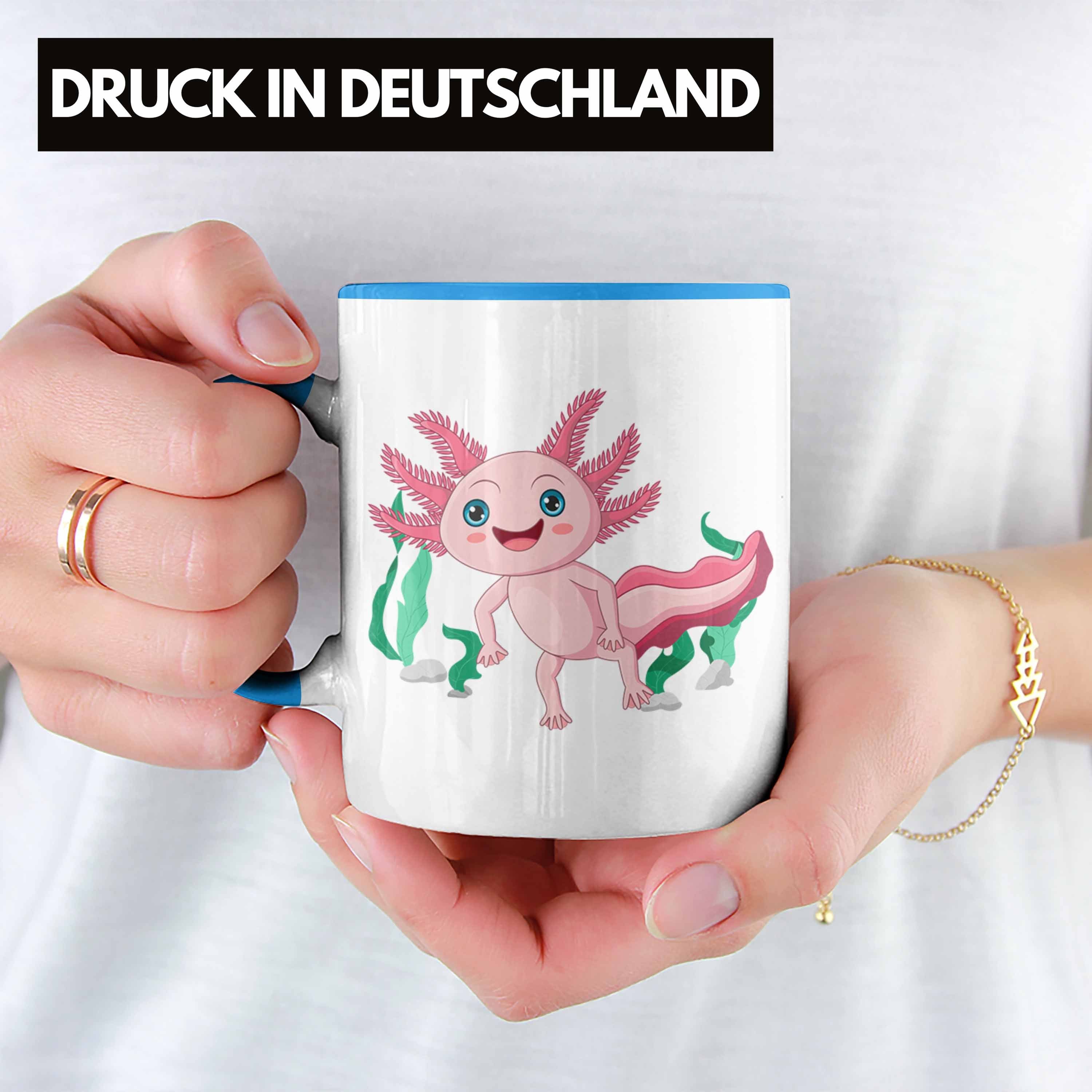 Trendation Tasse Axolotl Blau Tasse für Süß - Schwanzlurch-Liebhaber Trendation Geschenk