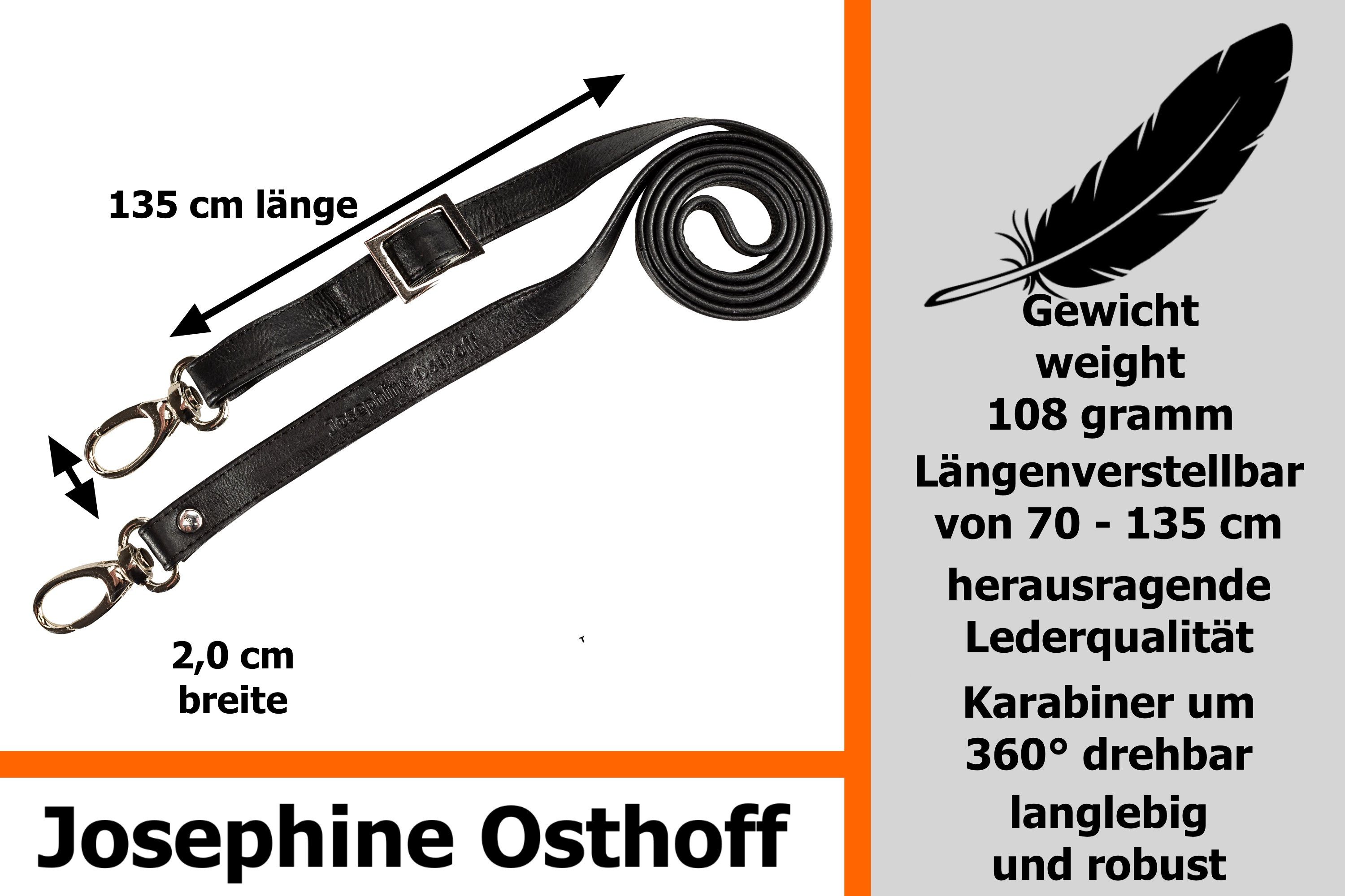 Josephine Osthoff Schulterriemen Schulterriemen 2 cm schwarz/silber