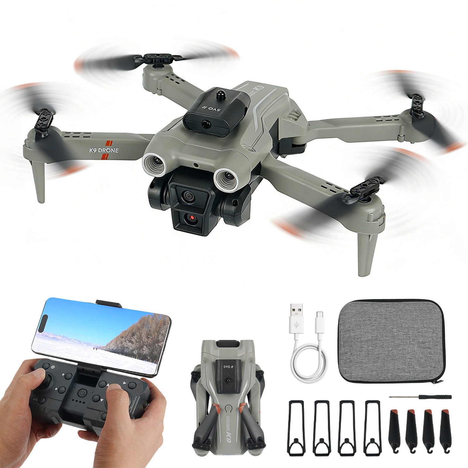 AKKEE mit Kamera 4K, RC Quadcopter mit Kamera Faltbare FPV Drone Drohne (4K, mit 3 Batterien Hindernisvermeidung, für Kinder Anfänger)