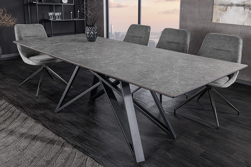riess-ambiente Esstisch ATLAS 160-200cm graphit grau/schwarz – Keramikplatte, Metallgestell (Einzelartikel, 1-St), ausziehbar für flexible Nutzung – ideal für bis zu 8 Personen