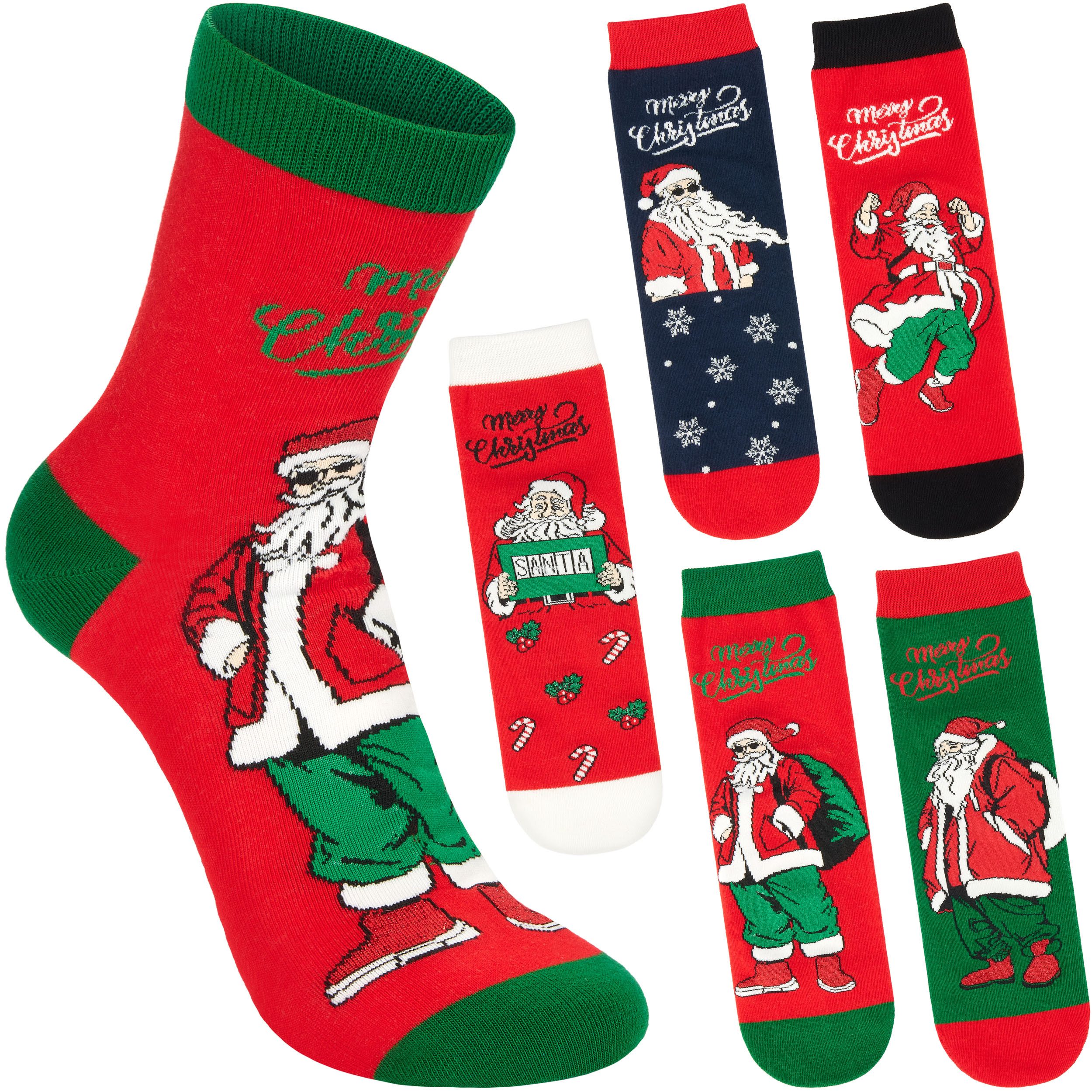 BRUBAKER Socken Herren Weihnachtssocken - Lustiger Weihnachtsmann (Bunte Ba günstig online kaufen
