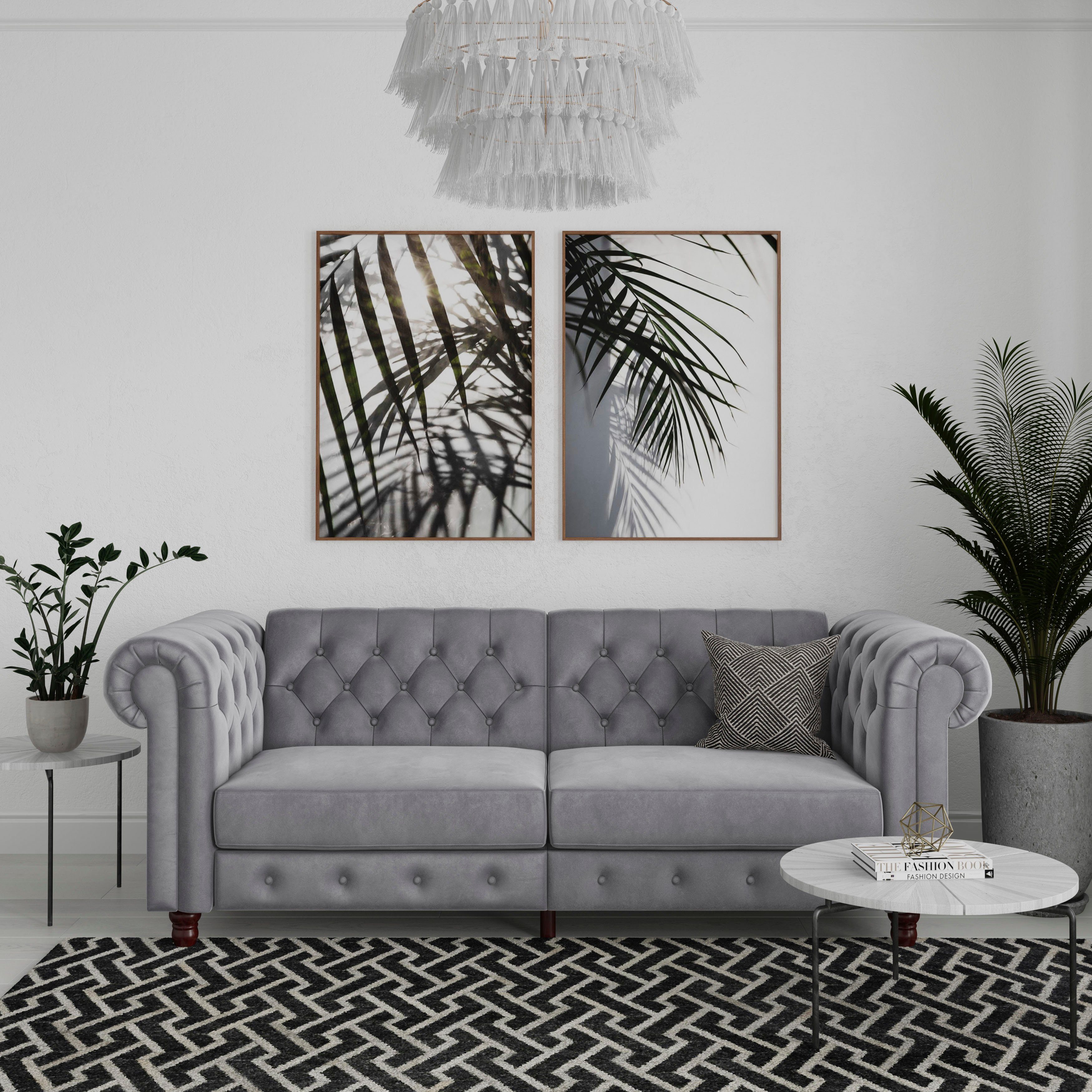 Dorel Home 3-Sitzer Felix, Schlafsofa 236 cm, (Liegefläche 108x190cm), Rückenlehne, 3-fach verstellbar, Velours, Kunstleder, Luxus-Microfaser Vintage
