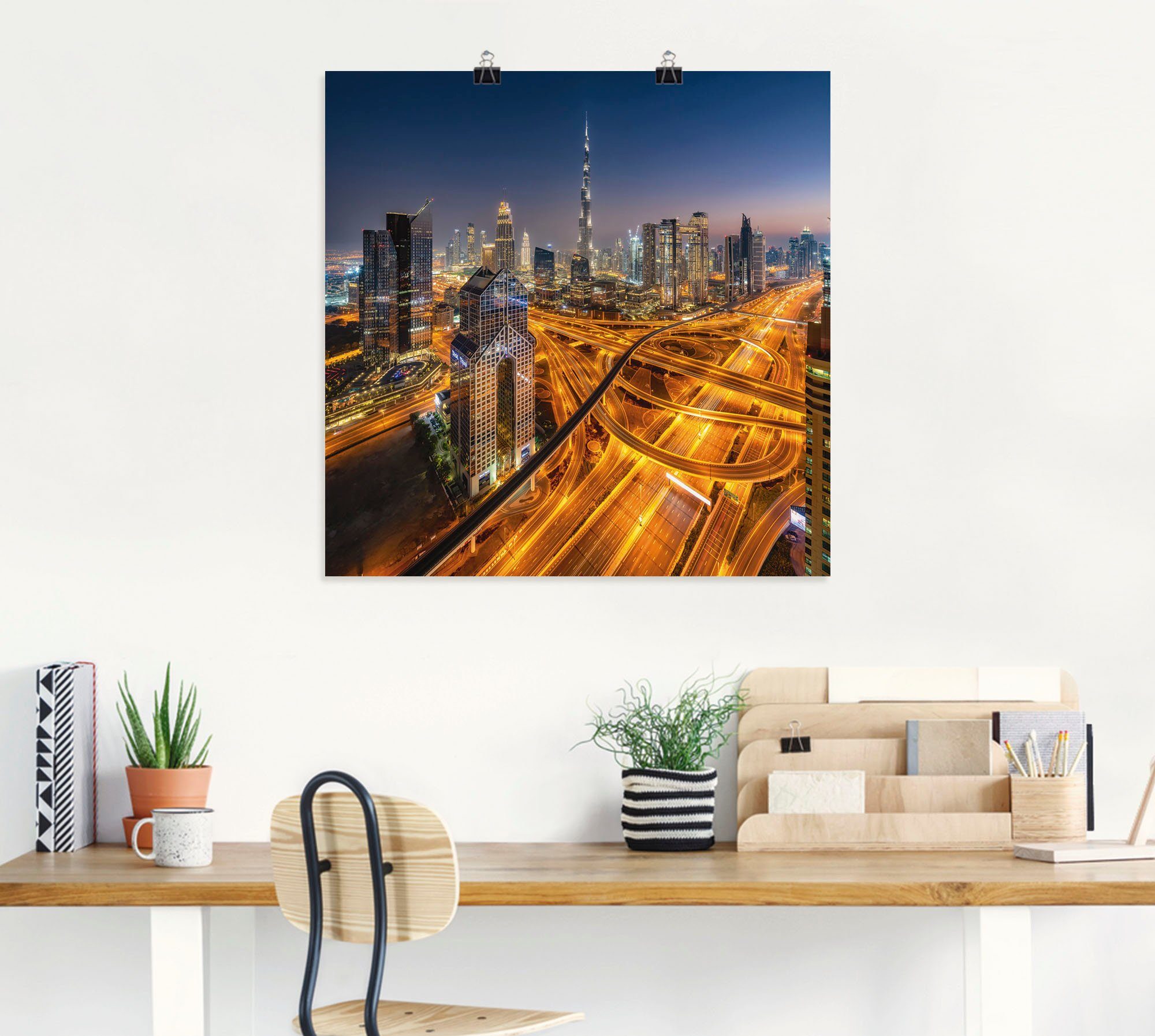 Skyline Wandbild gelb Bilder gedruckt Dubai, von Asien St), (1 Artland