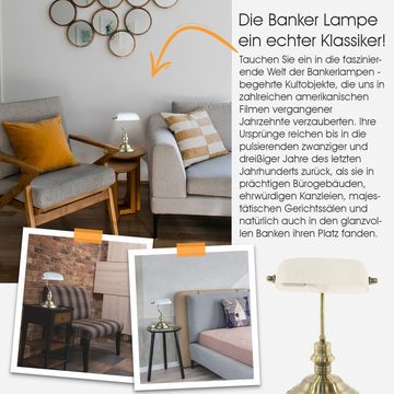 bmf-versand Tischleuchte Tischlampe Wohnzimmer Tischleuchte Schreibtischlampe Bankerlampe mit, mit Schalter, mit Pflegetuch, Retro, LED wechselbar, Warmweiß, Schlafzimmer, Esszimmer, Küche, Flur, Schreibtischleuchte