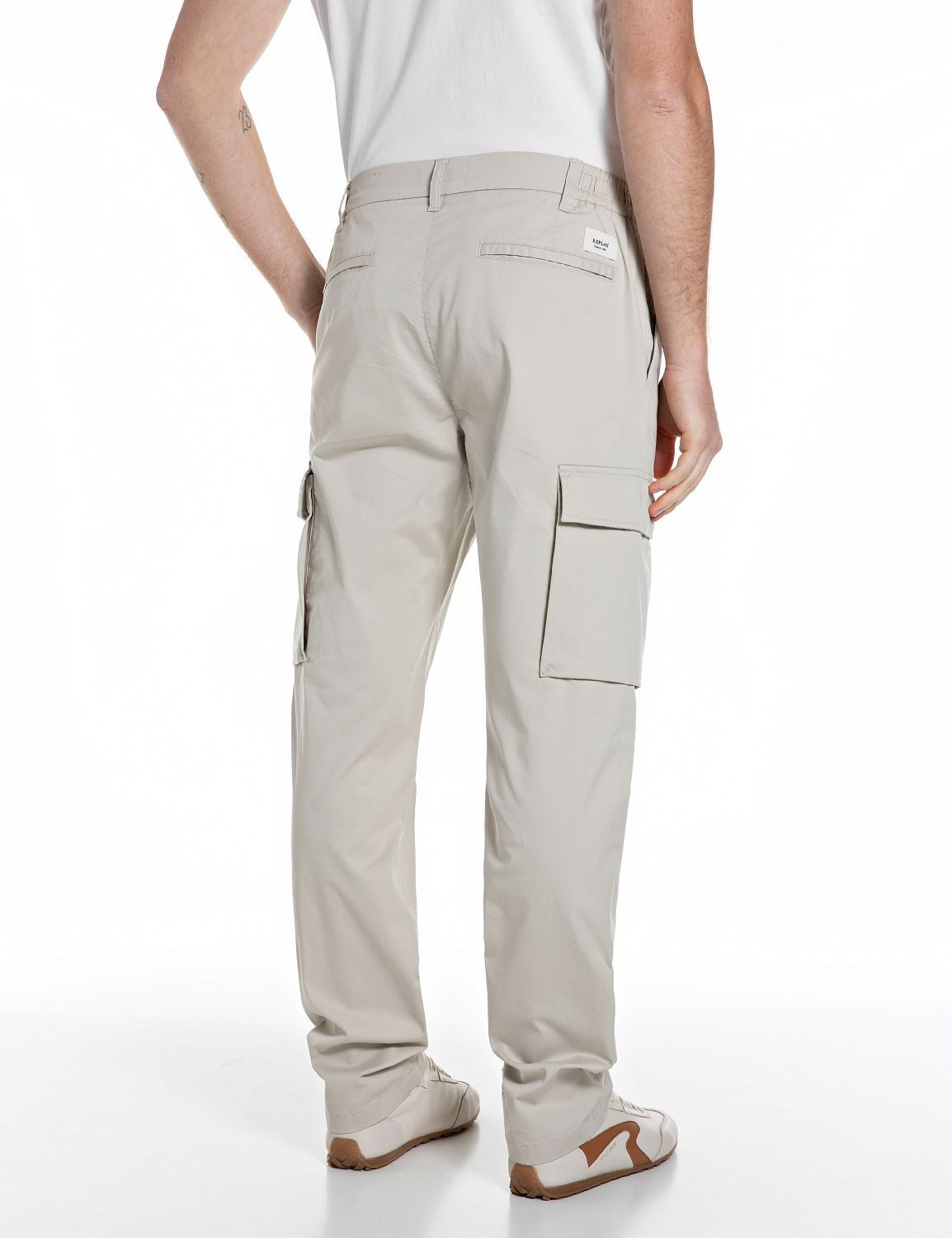 Replay Chinohose Adhann aus Twill mit Cargotaschen, Tapered Fit