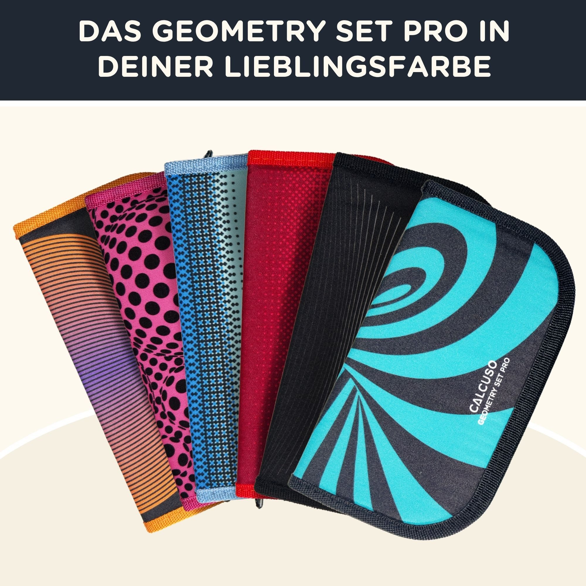 CALCUSO Zirkel Set im Federmäppchen mit Geodreieck & Lineal, Geometrieset - Schwarz