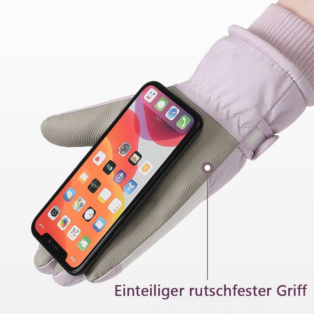 LAKKEC Fäustlinge Verdickte warme Touchscreen Männer verfügbar Outdoor-Skihandschuhe Frauen und geeignet für lila wasserdichte