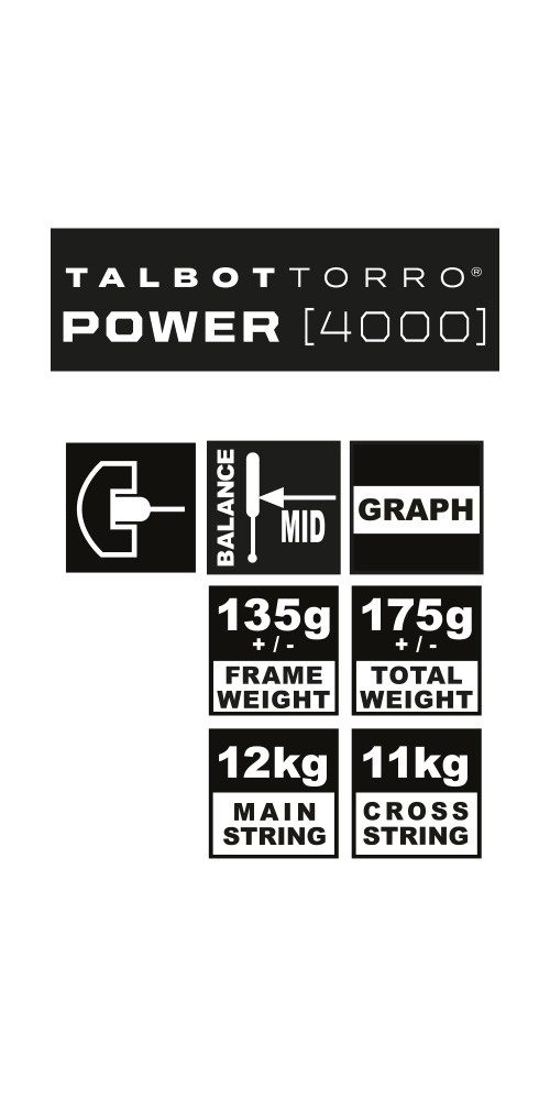Talbot-Torro Squashschläger Power 4000 (135g/ausgewogen/Longstring) - besaitet