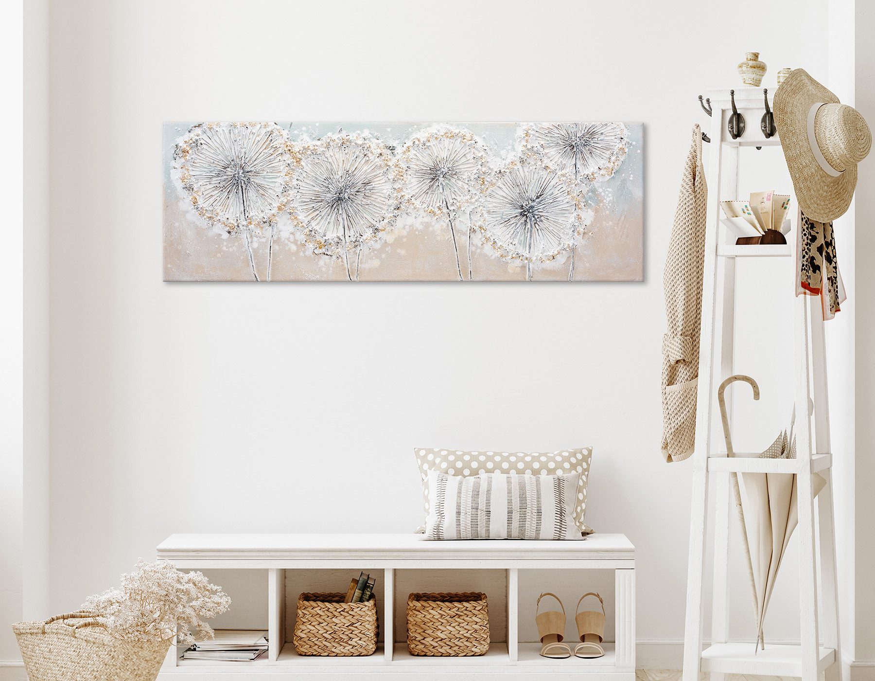 Bönninghoff Ölgemälde handarbeit PUSTEBLUMEN 40x120 cm – Wandbild Kunst Deko, Blumen (1 St), handgefertigt, jedes Bild ein Unikat – Bild 2 von 5