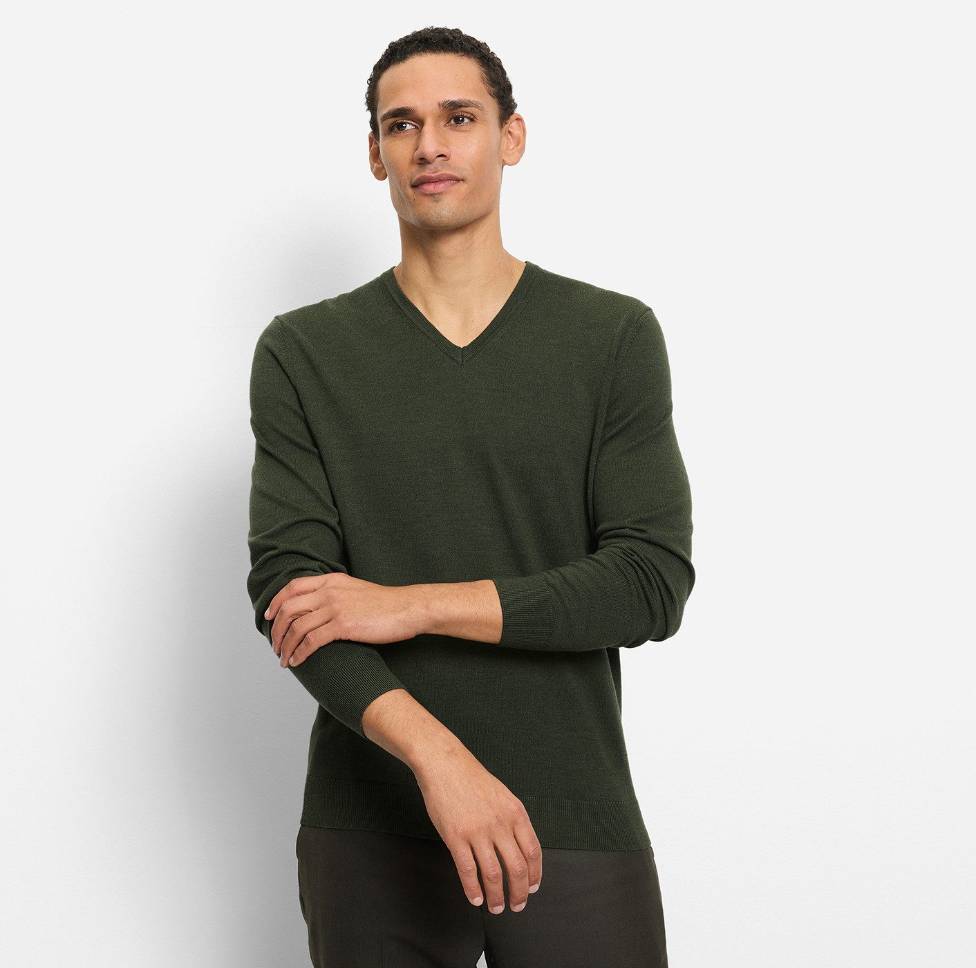 OLYMP V-Ausschnitt-Pullover OLYMP Strick Casual klassischer Strickpullover